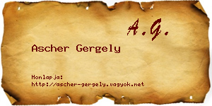 Ascher Gergely névjegykártya